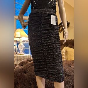 NWT Victora’s Secret Love for Lemons Black Glitter Midi Skirt Sz S